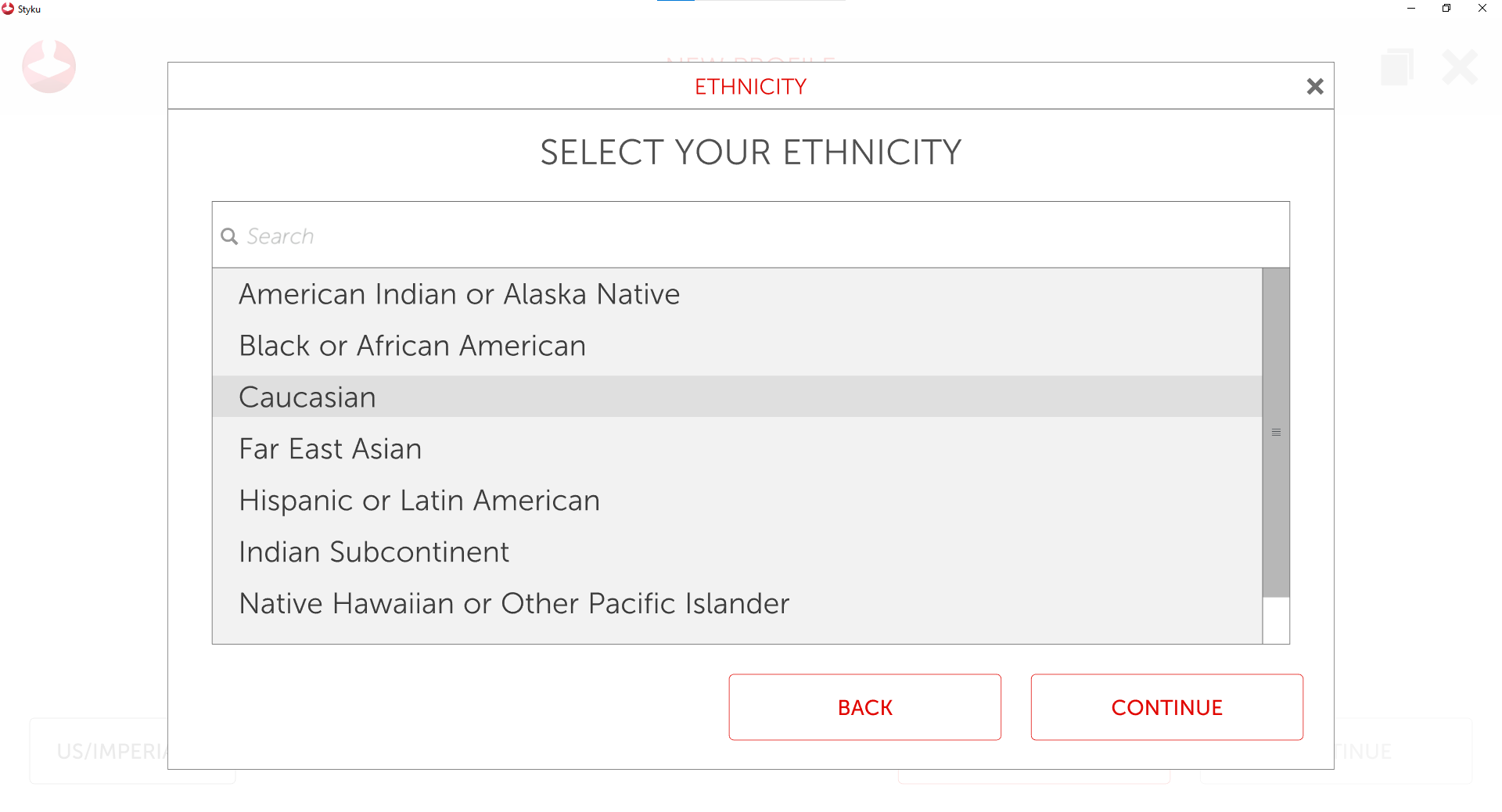 What is the Ethnicity option for and how do I select it?